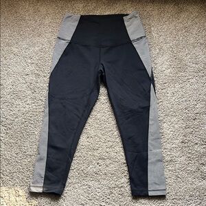 Zella Black and White Striped Leggings